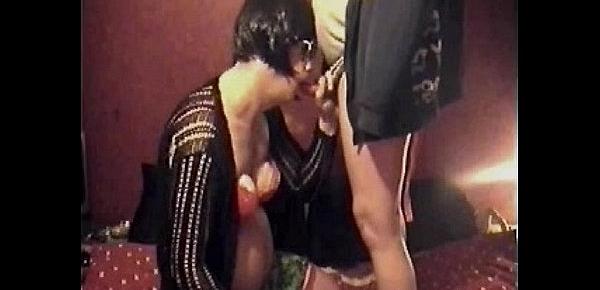  crossdressing sissy gets ass to mouth strapon dildo